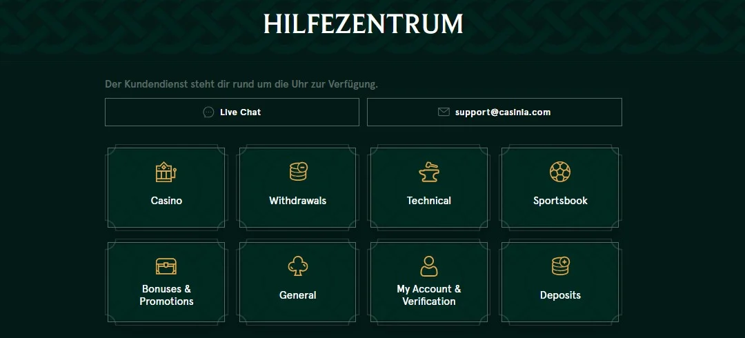 Casinia Casino Support